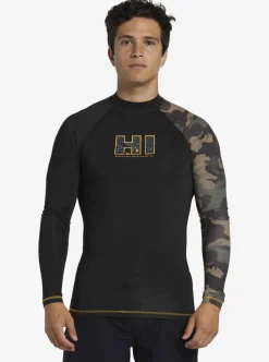 New Quiksilver Hi Island Rush Long Sleeve Upf 50 Rashguard Black