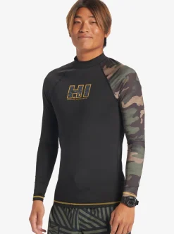 New Quiksilver Hi Island Rush Long Sleeve Upf 50 Rashguard Black