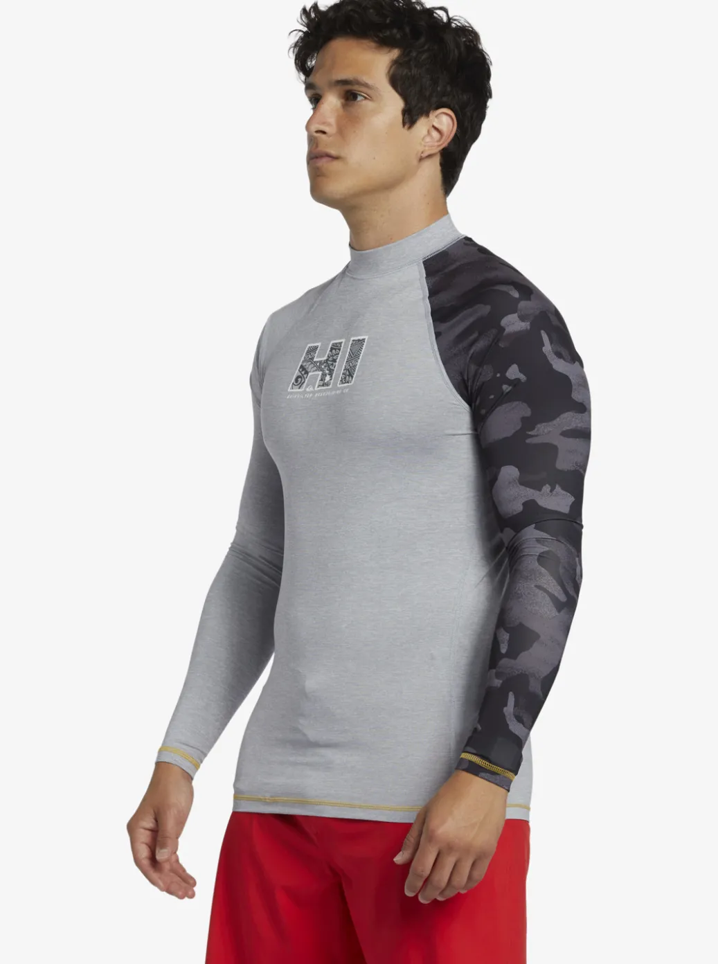Discount Quiksilver Hi Island Rush Long Sleeve Upf 50 Rashguard Sleet Heather