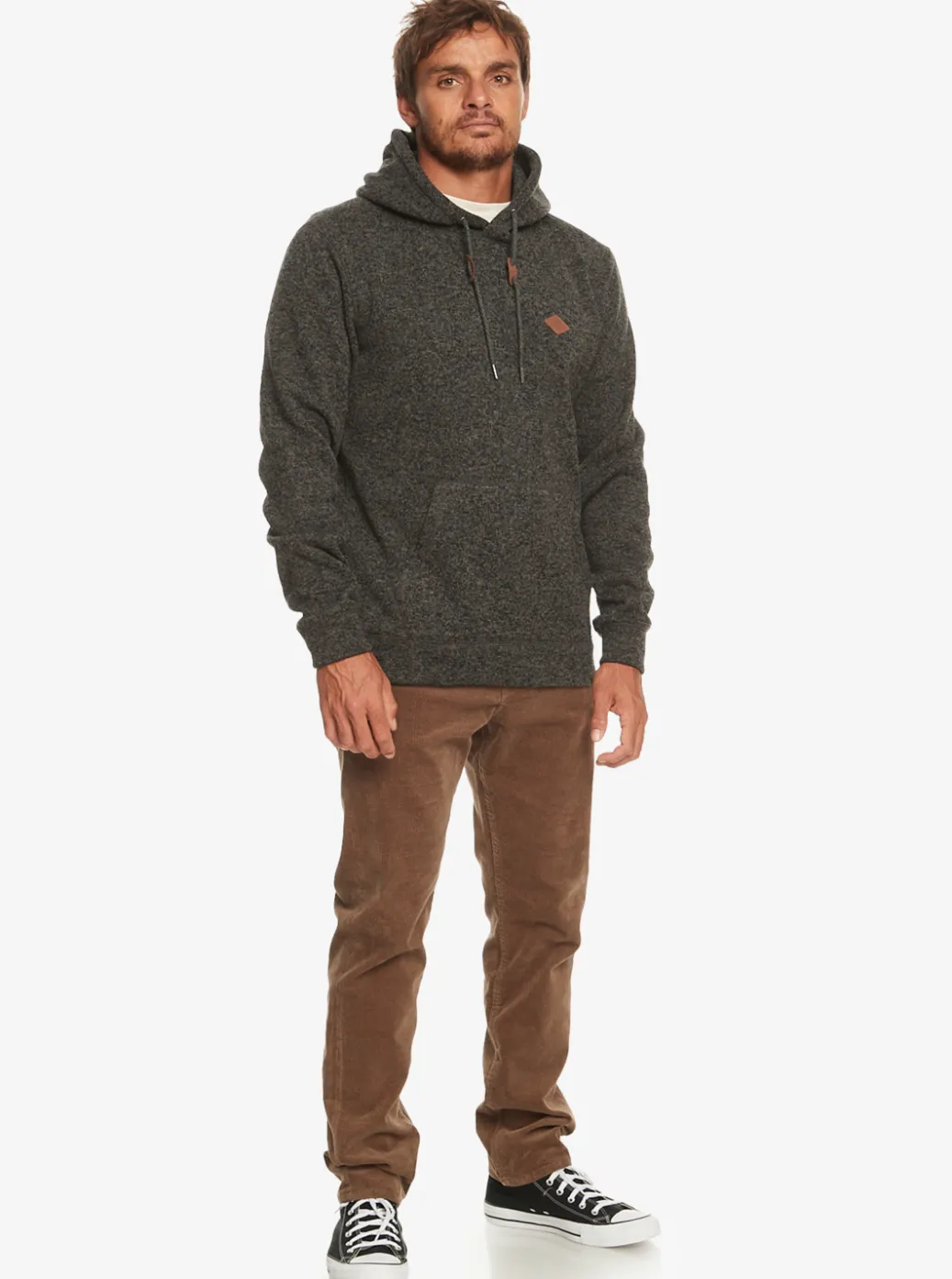New Quiksilver Keller Fleece Top Dark Grey Heather