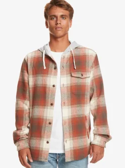 Clearance Quiksilver Kinloss Long Sleeve Hooded Shirt Baked Clay Kinloss