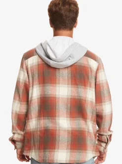 Clearance Quiksilver Kinloss Long Sleeve Hooded Shirt Baked Clay Kinloss