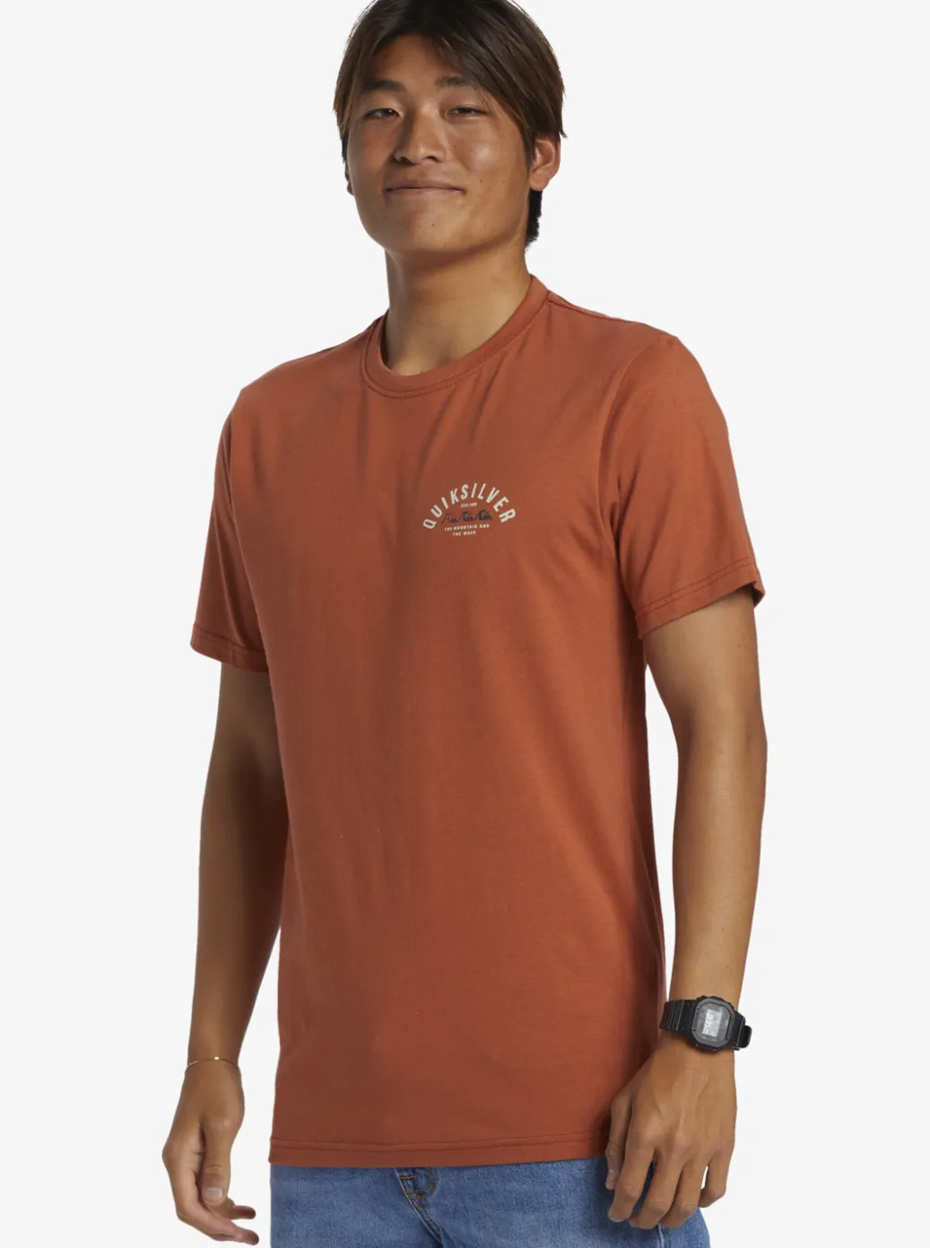 Sale Quiksilver Logo Lockup T-Shirt Baked Clay