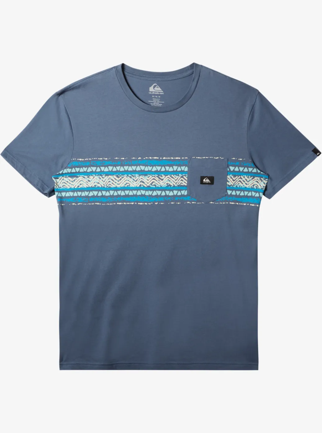 New Quiksilver Mesa Stripe Pocket T-Shirt Bering Sea