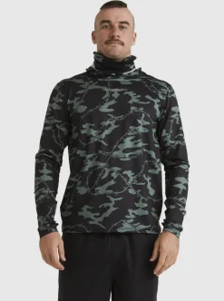 Best Sale Quiksilver Mikey Hooded Long Sleeve Upf 50 Surf T-Shirt Black