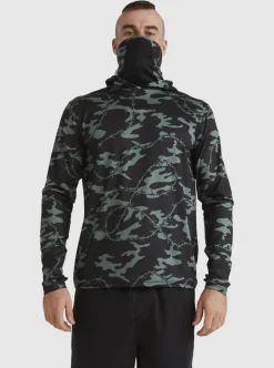 Best Sale Quiksilver Mikey Hooded Long Sleeve Upf 50 Surf T-Shirt Black