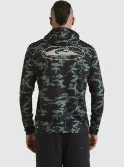 Best Sale Quiksilver Mikey Hooded Long Sleeve Upf 50 Surf T-Shirt Black