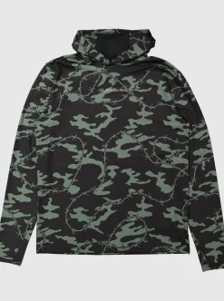 Best Sale Quiksilver Mikey Hooded Long Sleeve Upf 50 Surf T-Shirt Black