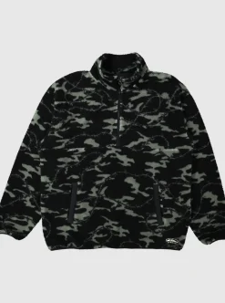 Fashion Quiksilver Mikey Zip Sherpa Half-Zip Fleece Black Mongrel
