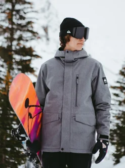 Best Sale Quiksilver Mission Solid Insulated Snow Jacket Heather Grey