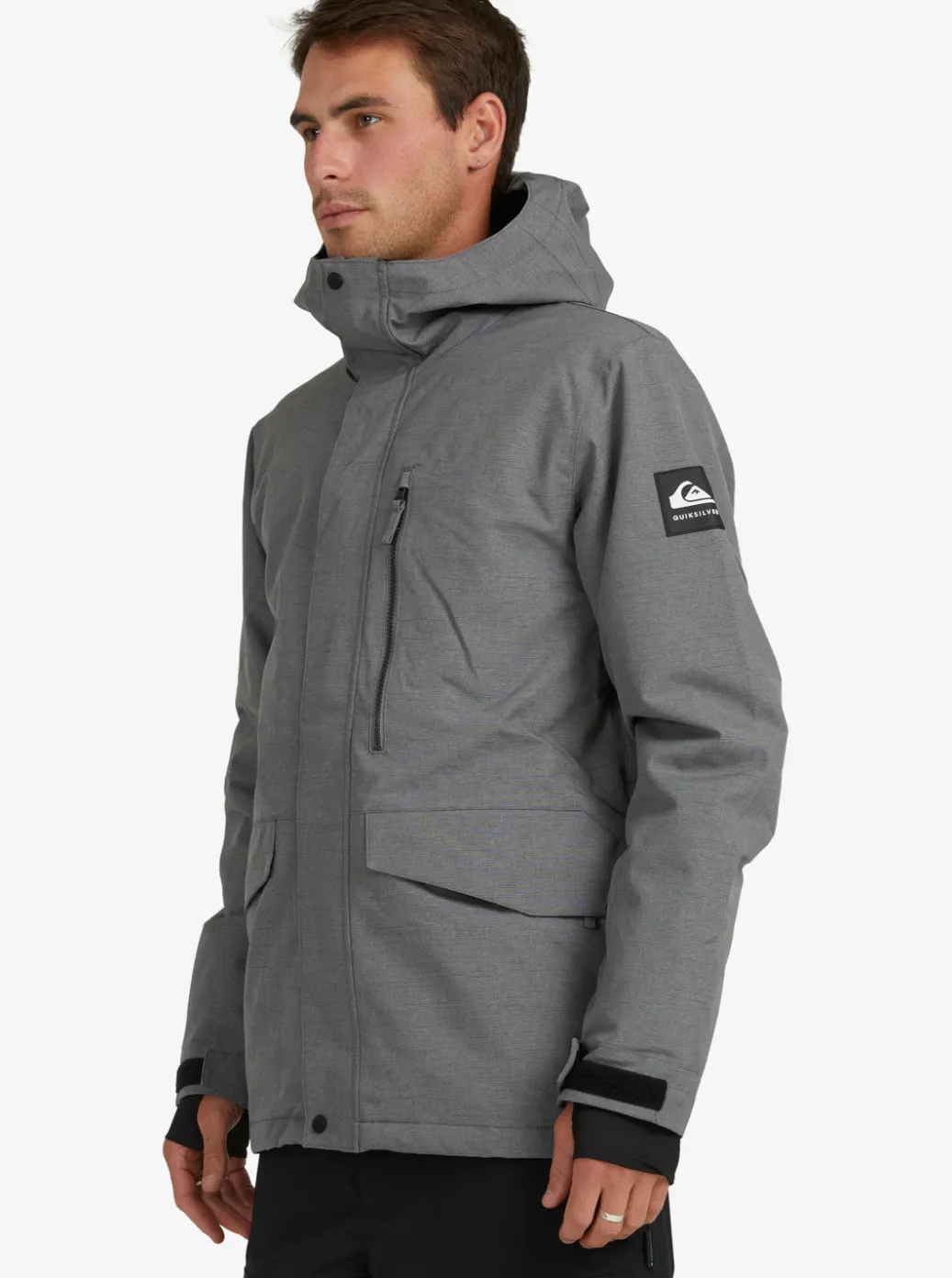 Best Sale Quiksilver Mission Solid Insulated Snow Jacket Heather Grey