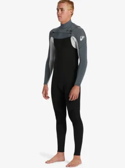 Online Quiksilver 3/2Mm Everyday Sessions Chest Zip Wetsuit Black/ Ash