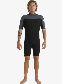 Shop Quiksilver 2/2Mm Everyday Sessions Short Sleeve Back Zip Springsuit Black/Gun Metal
