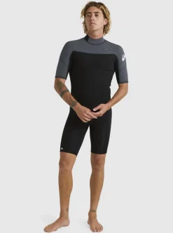 Shop Quiksilver 2/2Mm Everyday Sessions Short Sleeve Back Zip Springsuit Black/Gun Metal