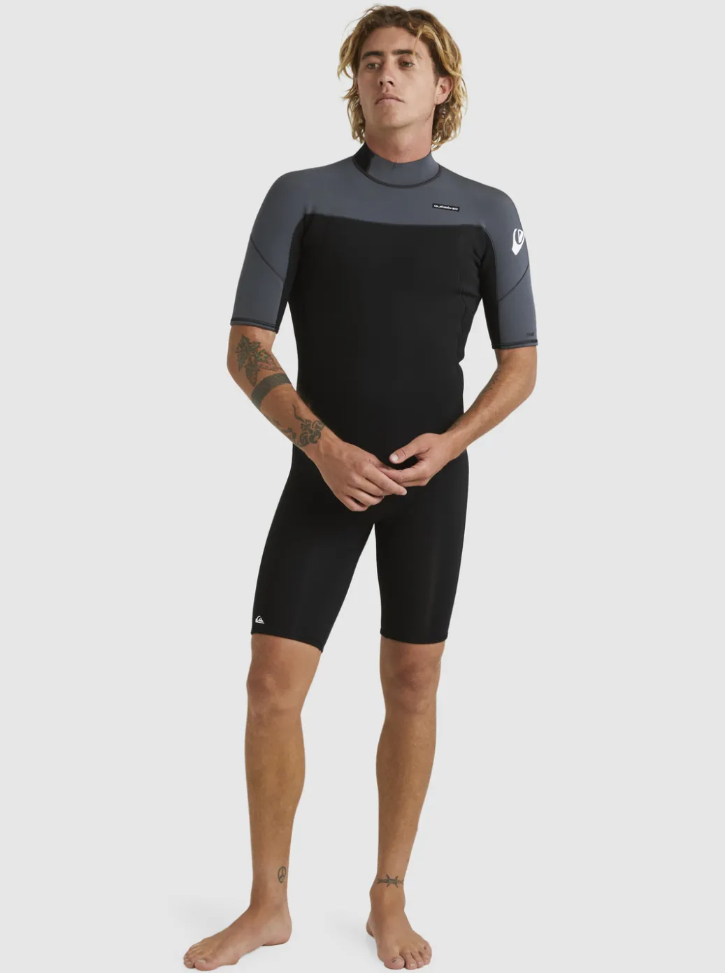 Shop Quiksilver 2/2Mm Everyday Sessions Short Sleeve Back Zip Springsuit Black/Gun Metal