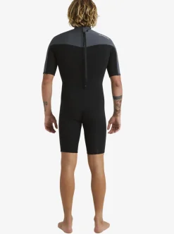 Shop Quiksilver 2/2Mm Everyday Sessions Short Sleeve Back Zip Springsuit Black/Gun Metal