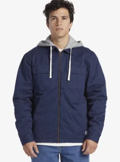 Discount Quiksilver New Aitor Hooded Jacket Naval Academy