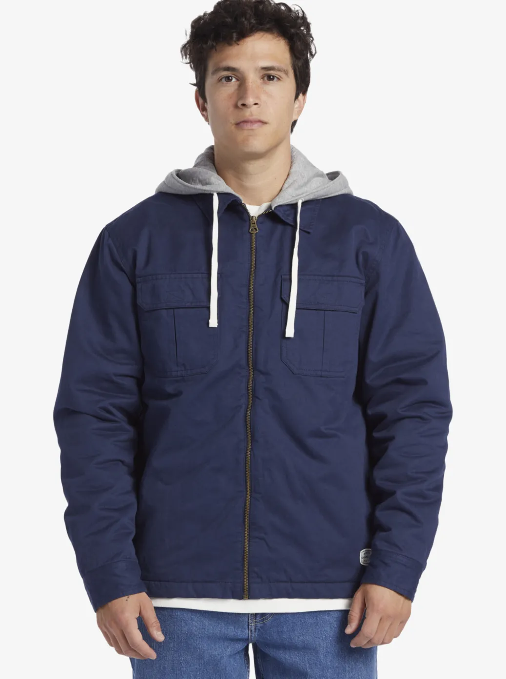 Discount Quiksilver New Aitor Hooded Jacket Naval Academy