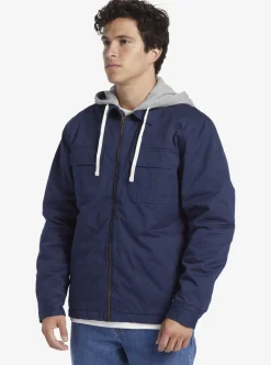 Discount Quiksilver New Aitor Hooded Jacket Naval Academy