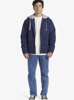Discount Quiksilver New Aitor Hooded Jacket Naval Academy