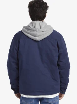 Discount Quiksilver New Aitor Hooded Jacket Naval Academy