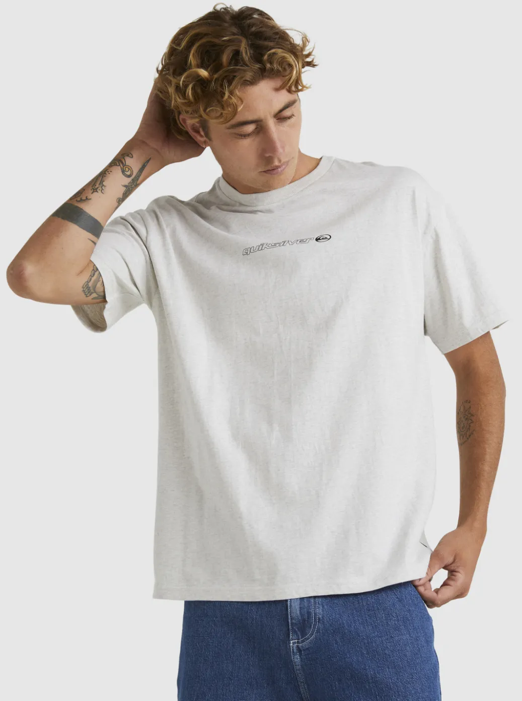 Hot Quiksilver New Instinct Short Sleeve Stn T-Shirt Snow Heather