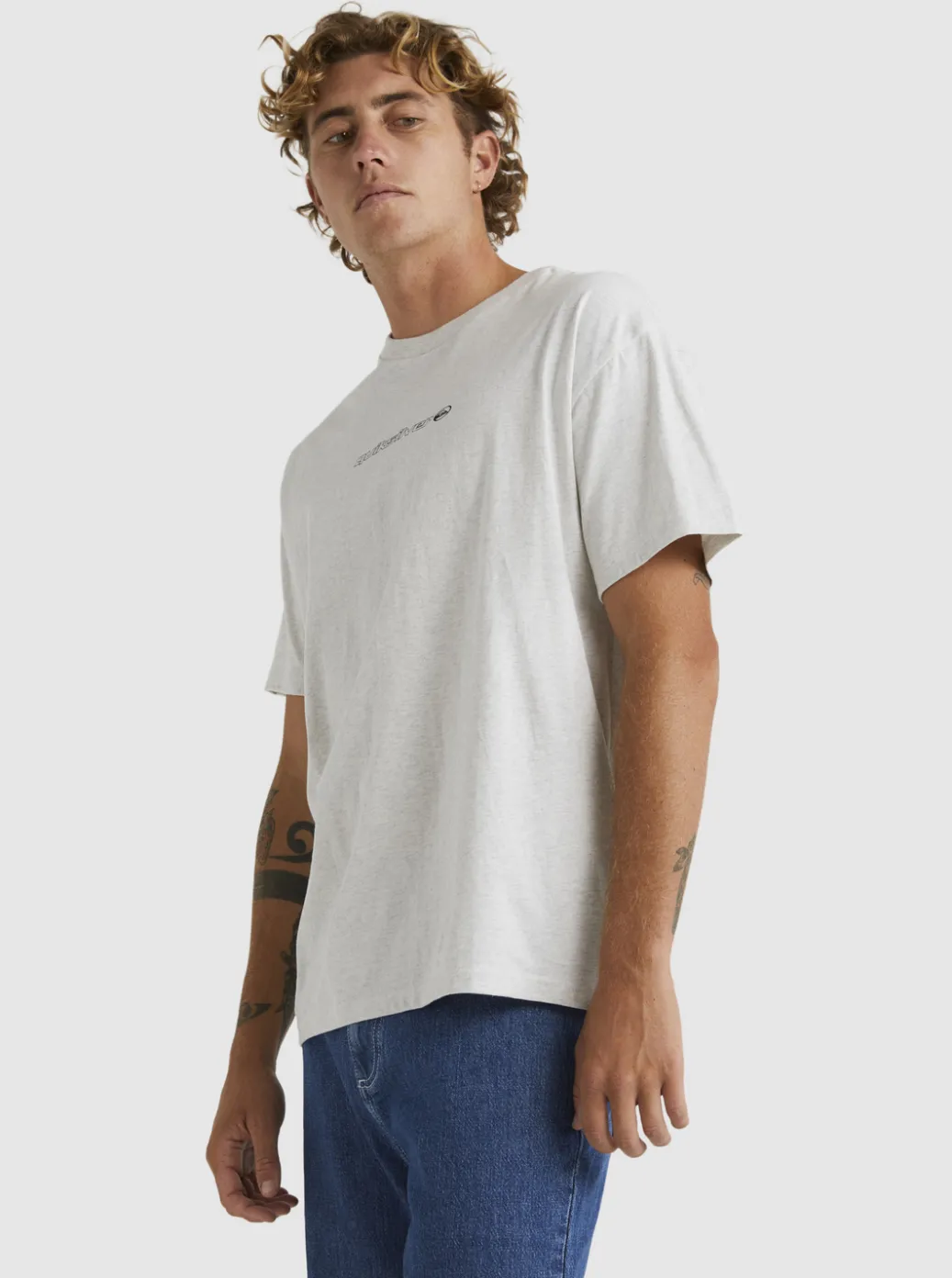 Hot Quiksilver New Instinct Short Sleeve Stn T-Shirt Snow Heather