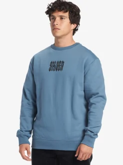 Cheap Quiksilver No Control Crew Fleece Crew Neck Sweatshirt Aegean Blue