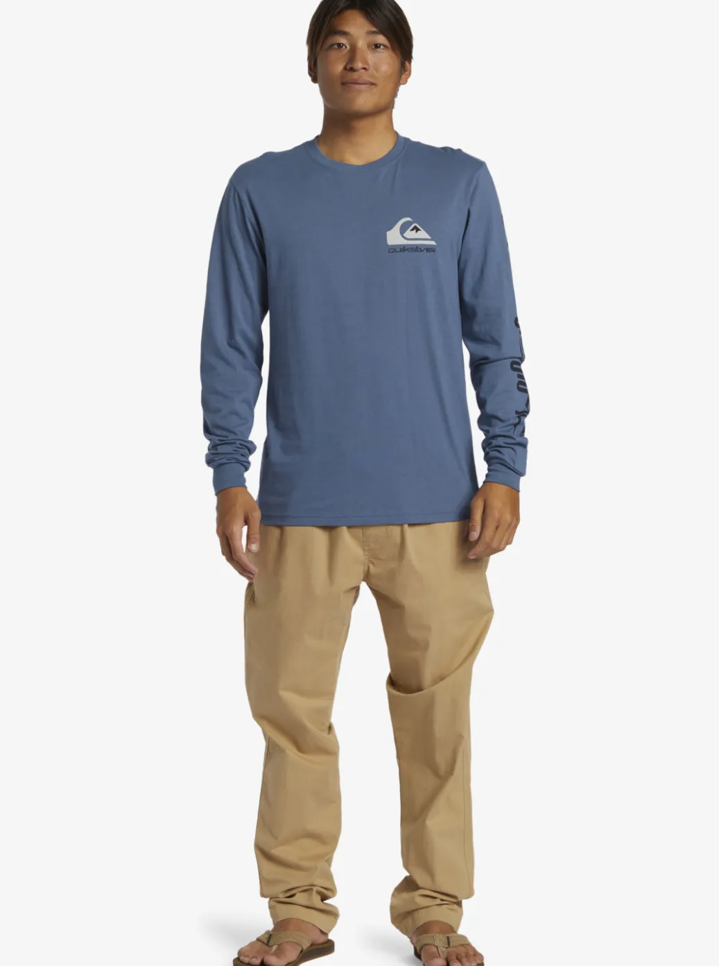 Best Quiksilver Omni Logo Long Sleeve T-Shirt Bering Sea