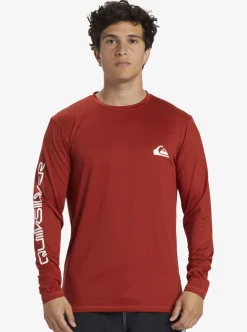 Hot Quiksilver Omni Session Long Sleeve Upf 50 Surf T-Shirt Red Ochre