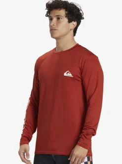 Hot Quiksilver Omni Session Long Sleeve Upf 50 Surf T-Shirt Red Ochre
