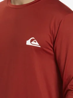 Hot Quiksilver Omni Session Long Sleeve Upf 50 Surf T-Shirt Red Ochre