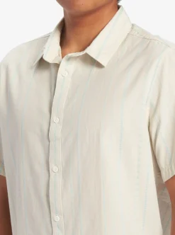 Outlet Quiksilver Pacific Stripe Short Sleeve Woven Shirt Birch Pacific Stripe