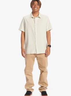 Outlet Quiksilver Pacific Stripe Short Sleeve Woven Shirt Birch Pacific Stripe