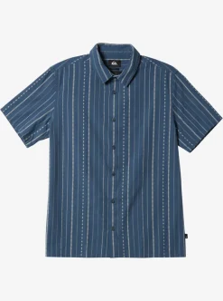 Flash Sale Quiksilver Pacific Stripe Short Sleeve Woven Shirt Berring Sea Pacific Stripes
