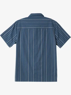 Flash Sale Quiksilver Pacific Stripe Short Sleeve Woven Shirt Berring Sea Pacific Stripes