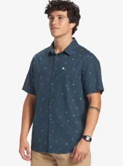 Flash Sale Quiksilver Pacific Stripe Short Sleeve Woven Shirt Berring Sea Pacific Stripes