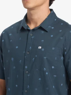 Flash Sale Quiksilver Pacific Stripe Short Sleeve Woven Shirt Berring Sea Pacific Stripes