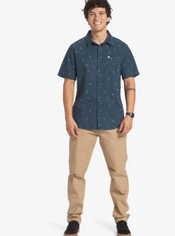 Flash Sale Quiksilver Pacific Stripe Short Sleeve Woven Shirt Berring Sea Pacific Stripes