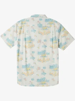Sale Quiksilver Palm Spritz Short Sleeve Woven Shirt Snow White Palm Spritz