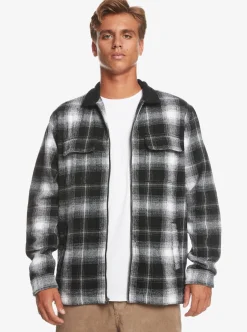 Cheap Quiksilver Quarrywood Flannel Long Sleeve Overshirt Black Quarrywood