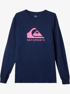 Clearance Quiksilver X Saturdays Nyc Graphic Long Sleeve T-Shirt Ocean