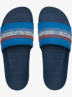 Discount Quiksilver Rivi Wordmark Slides Blue 6