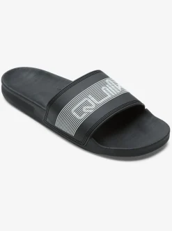 Best Sale Quiksilver Rivi Wordmark Slides Black 3