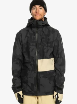 New Quiksilver Sammy Carlson Stretch Quest Technical Snow Jacket Tie Dye True Black