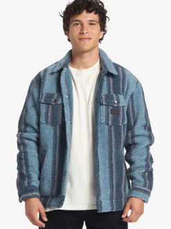 Discount Quiksilver Sherpa Fleece Overshirt Aegean Blue Sherpa Shirt