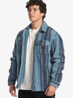 Discount Quiksilver Sherpa Fleece Overshirt Aegean Blue Sherpa Shirt