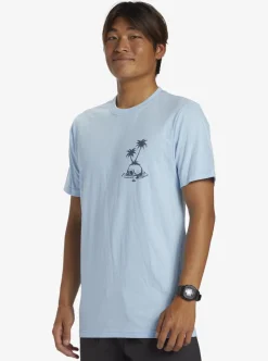 Hot Quiksilver Skull Island T-Shirt Clear Sky