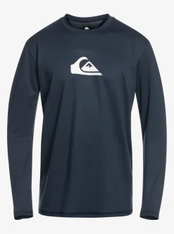 Best Sale Quiksilver Solid Streak Long Sleeve Upf 50 Surf Tee Navy Blazer