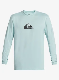 Sale Quiksilver Solid Streak Long Sleeve Upf 50 Surf Tee Pastel Turquoise